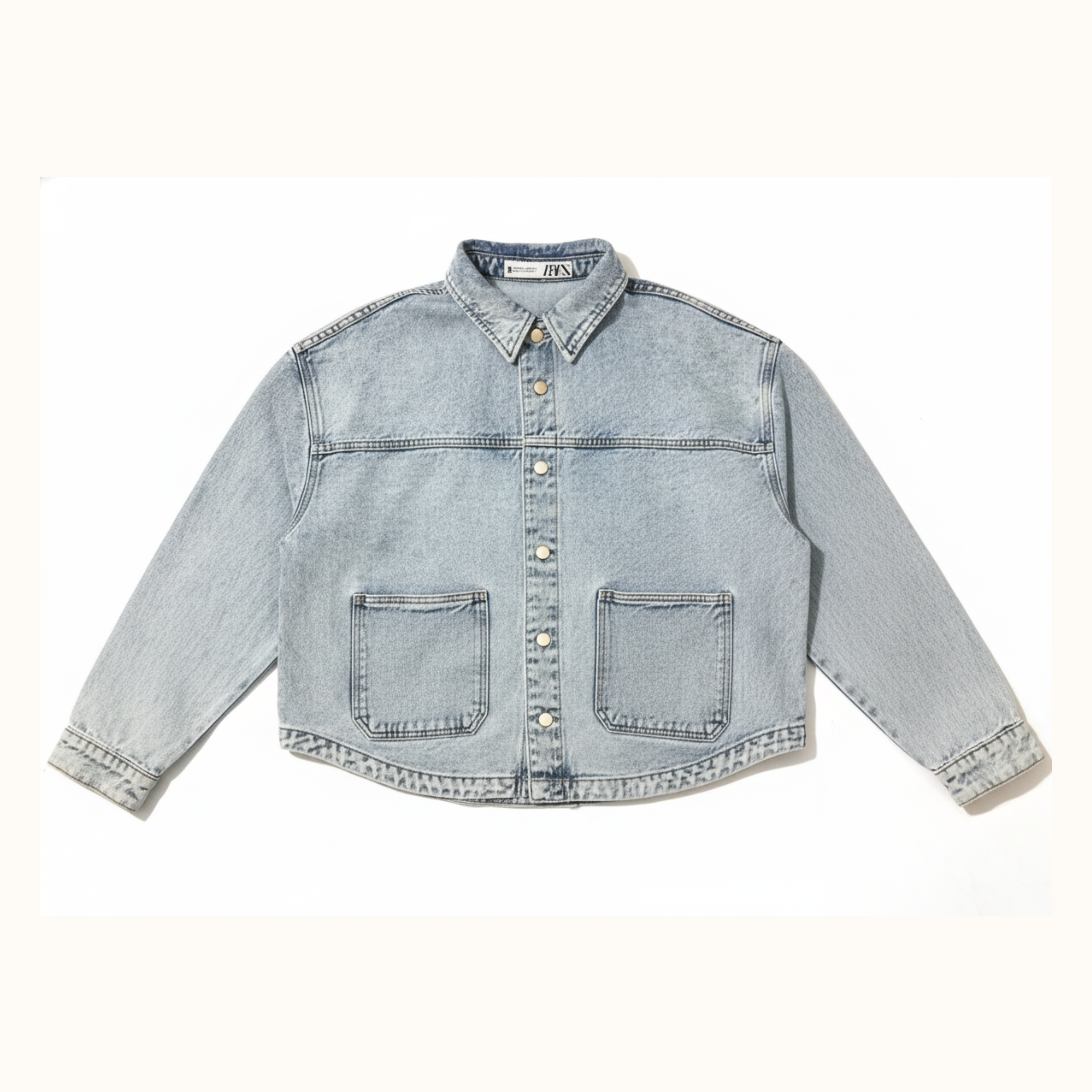 Light Blue Acid Wash Relaxed Fit Denim Jacket