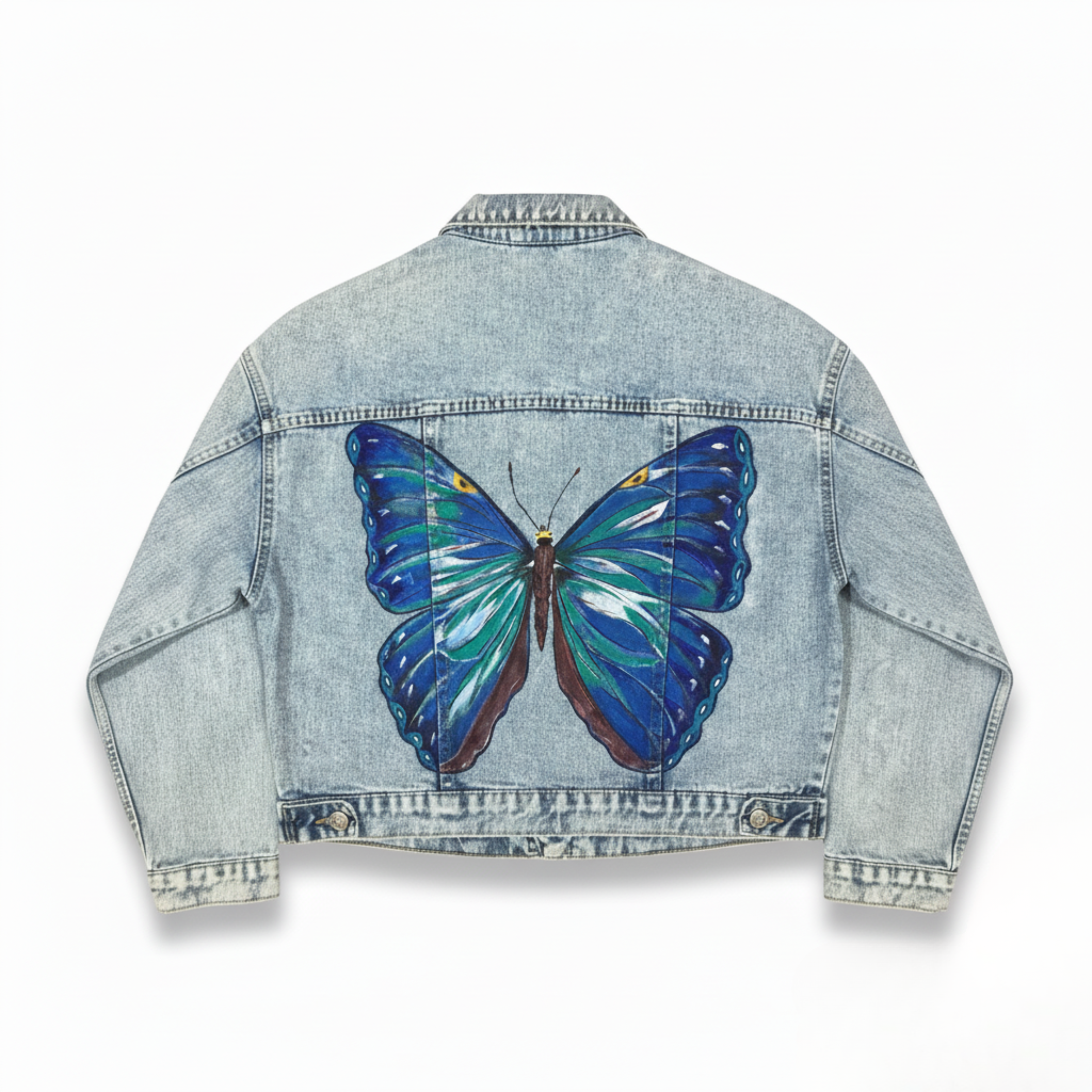 Monarch's Embrace" Hand-Painted Denim Jacket