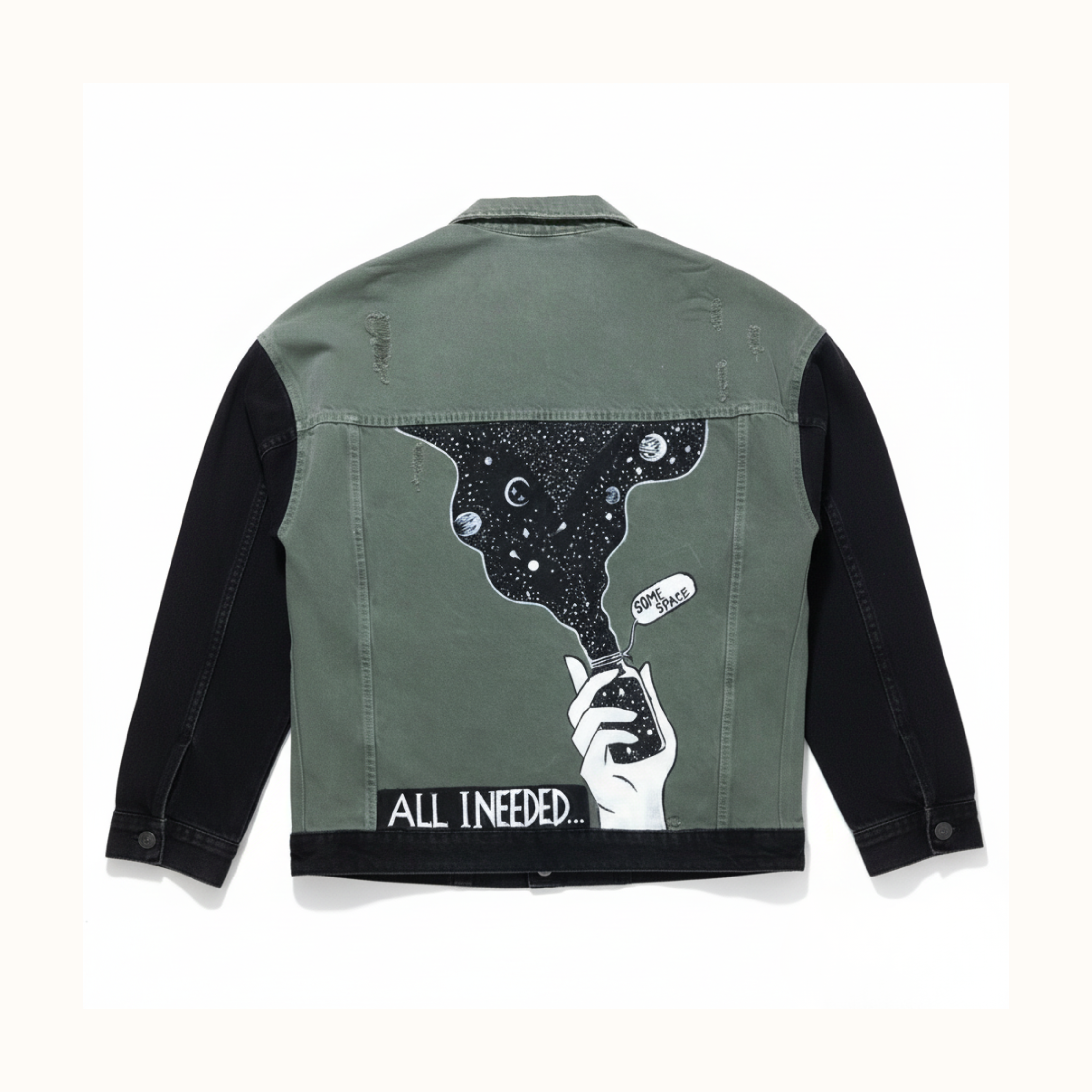 Galaxy Hand-Painted Two-Tone Denim Jacket