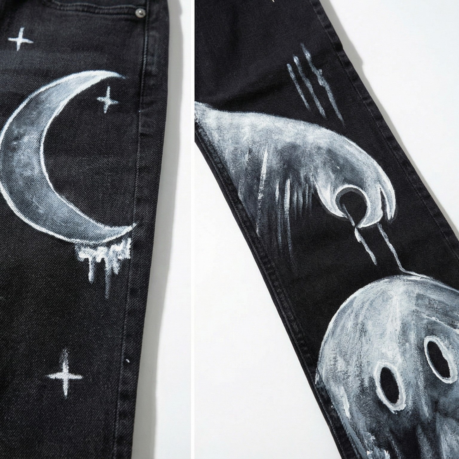Spooky Spirit Hand-Painted Jeans