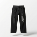 Black Denim Jeans with Tribal/Abstract