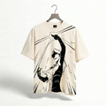 Drop Shoulder T-Shirt - Off-White with Dynamic Manga Action