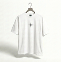 Drop Shoulder T-Shirt - White with Minimalist Starburst