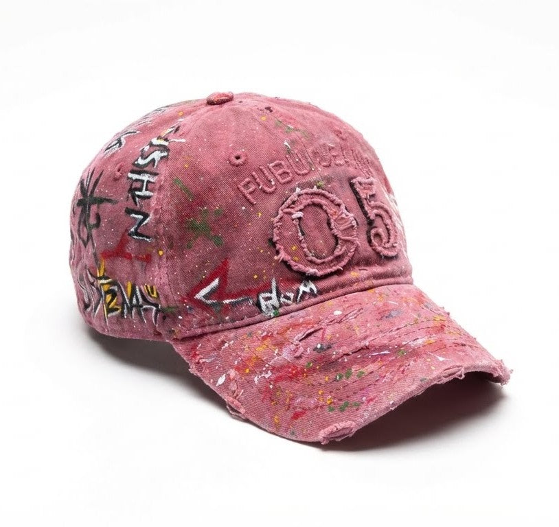 Vintage Distressed Graffiti Cap-Custom Painted