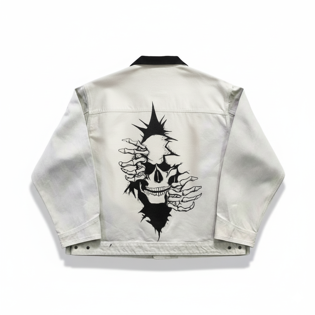 Ripped Skull Denim Jacket"