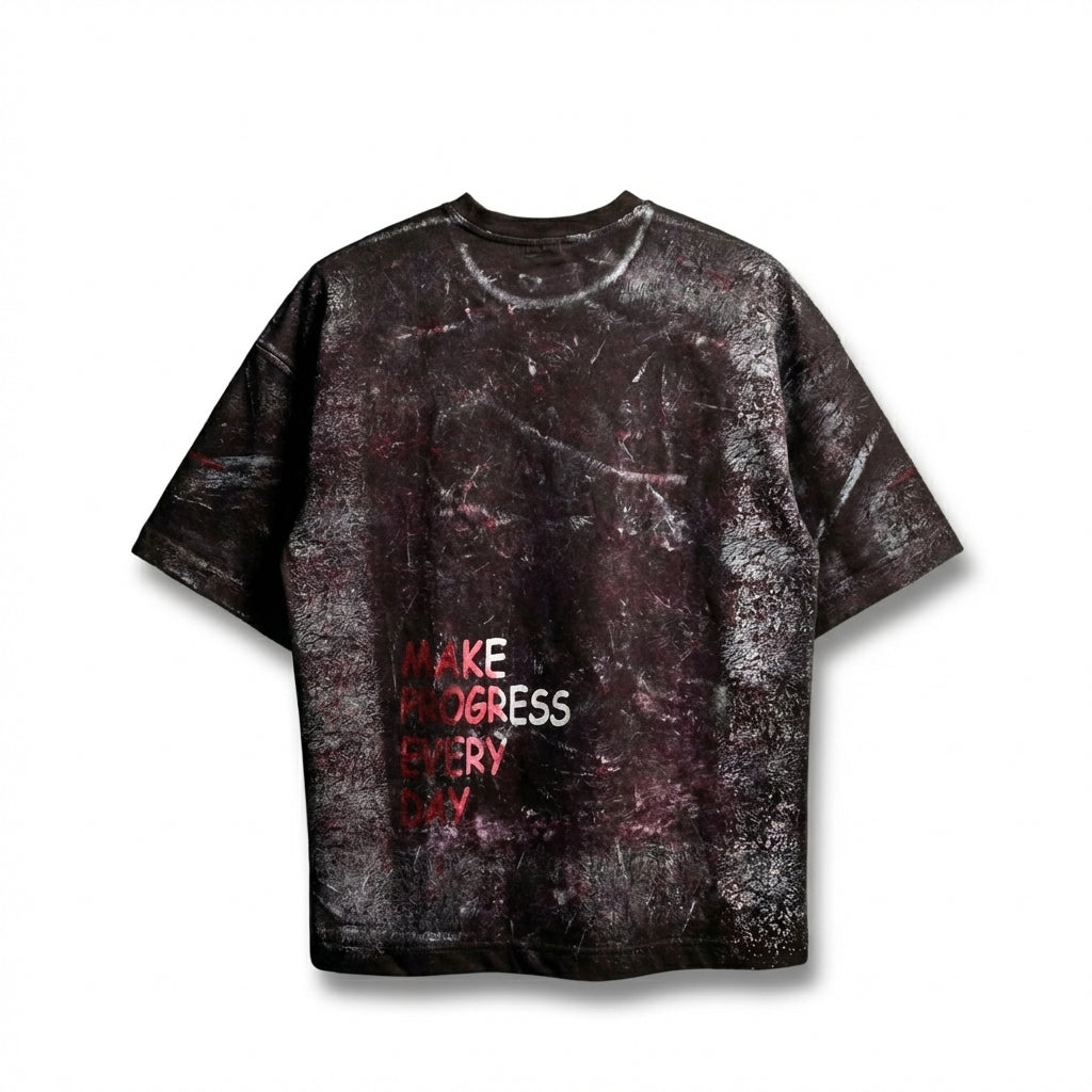 Ironheart Skull" Hand-painted Distressed Oversized Tee