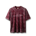 Cyber-Sigil & Soul" Anime hand-painted Tee - Deep Wine