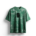 Shadow Heist" Hand-painted Tee - Marbled Forest Green