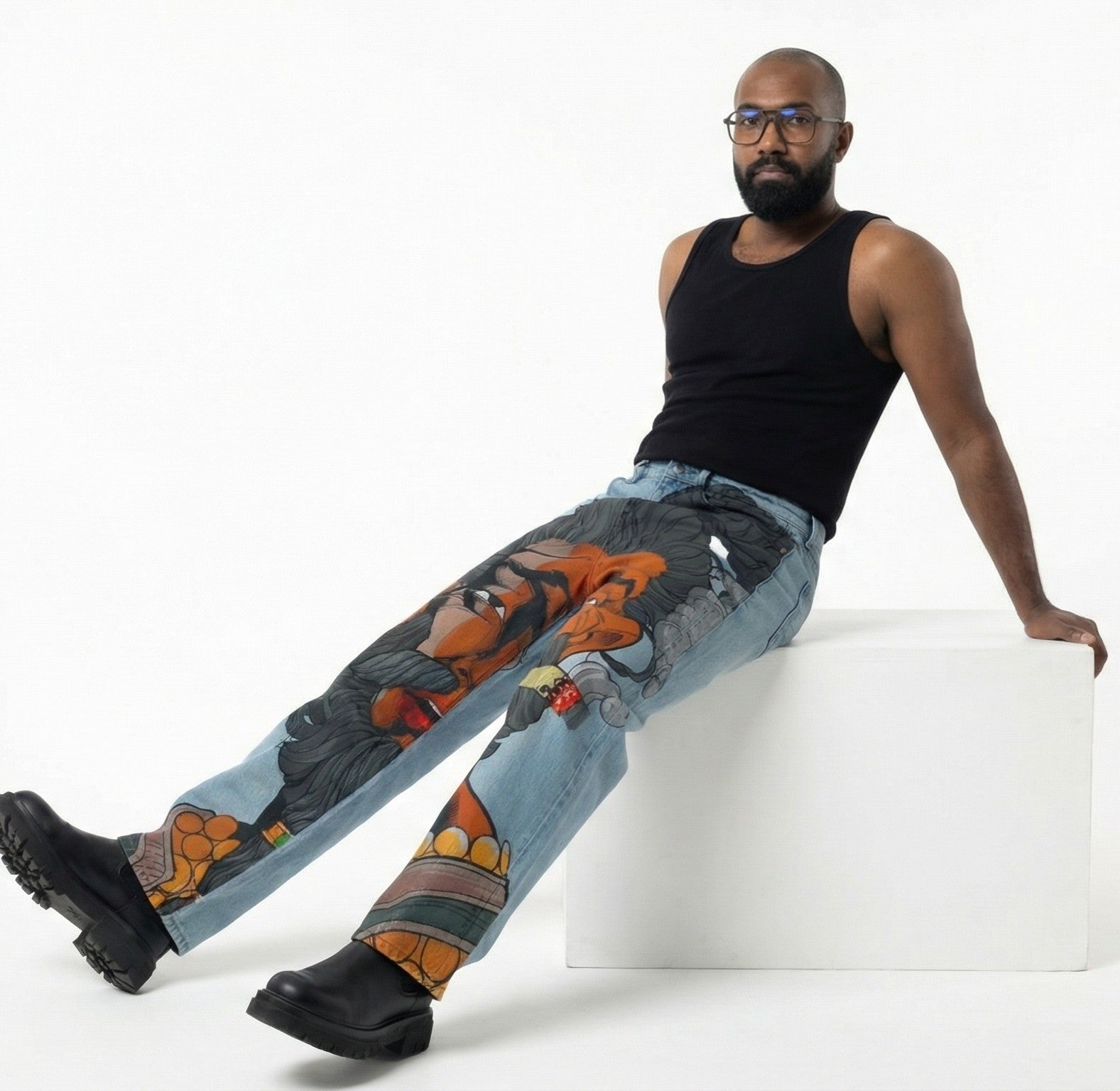 Stoned Hand-Painted Denim