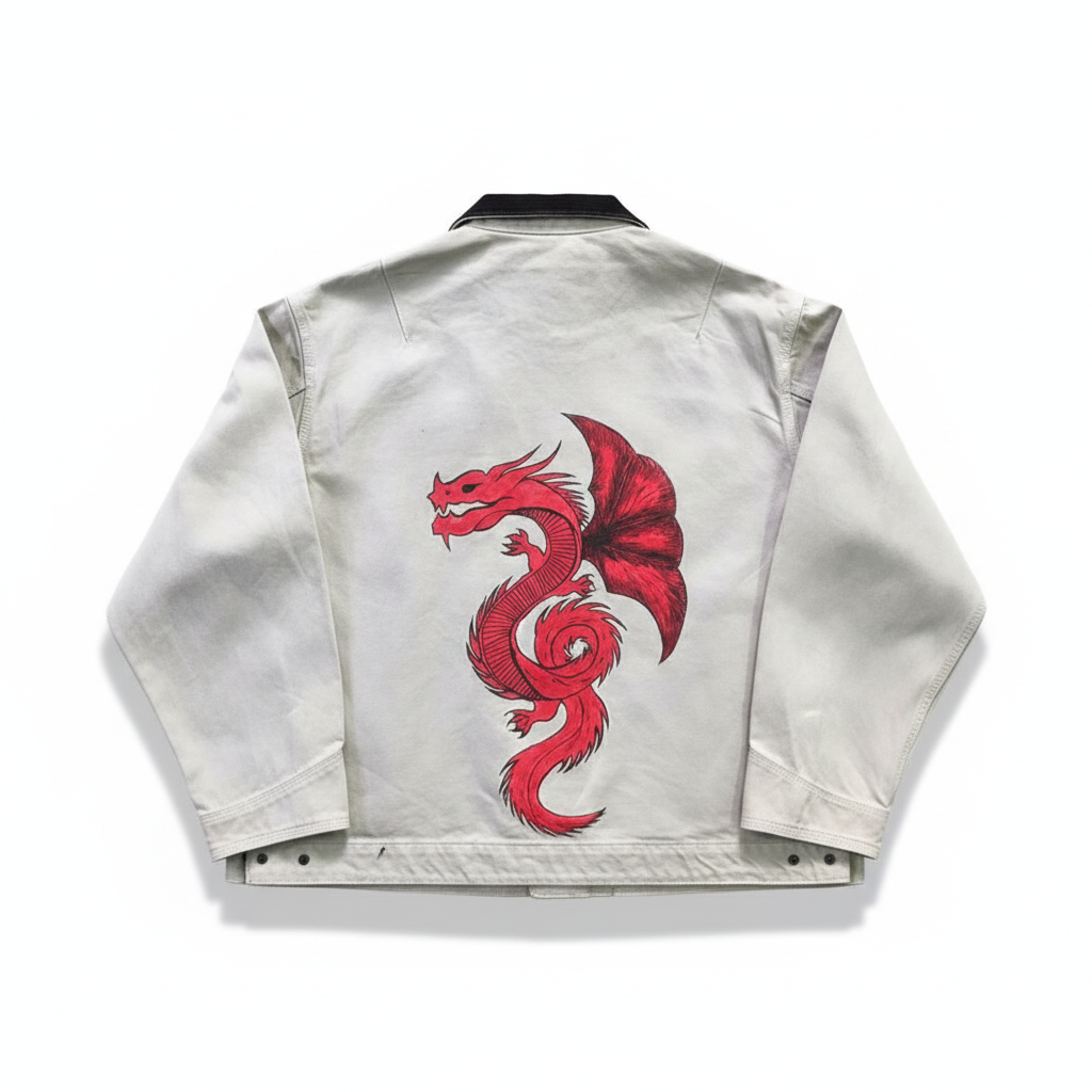 Crimson Dragon Denim Jacket"