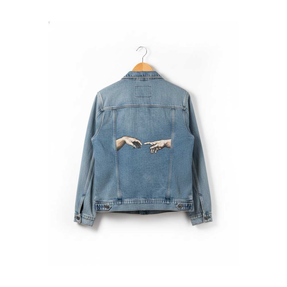 Hand-Painted Denim Jacket The Handshake